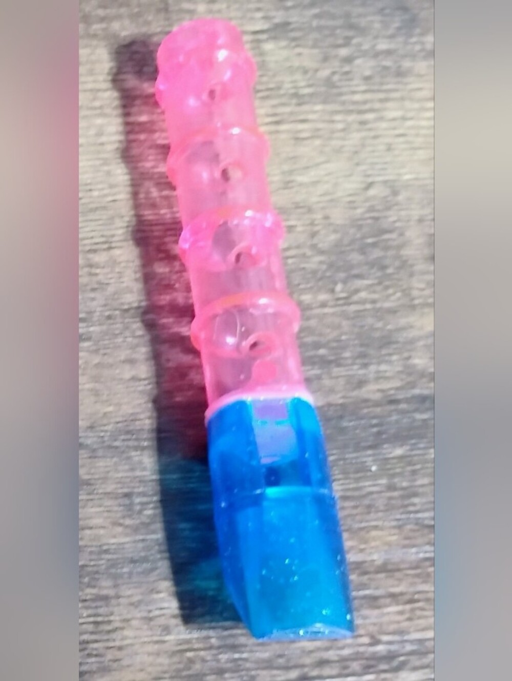 Blue and Hot Pink Glitter Whistle Toy